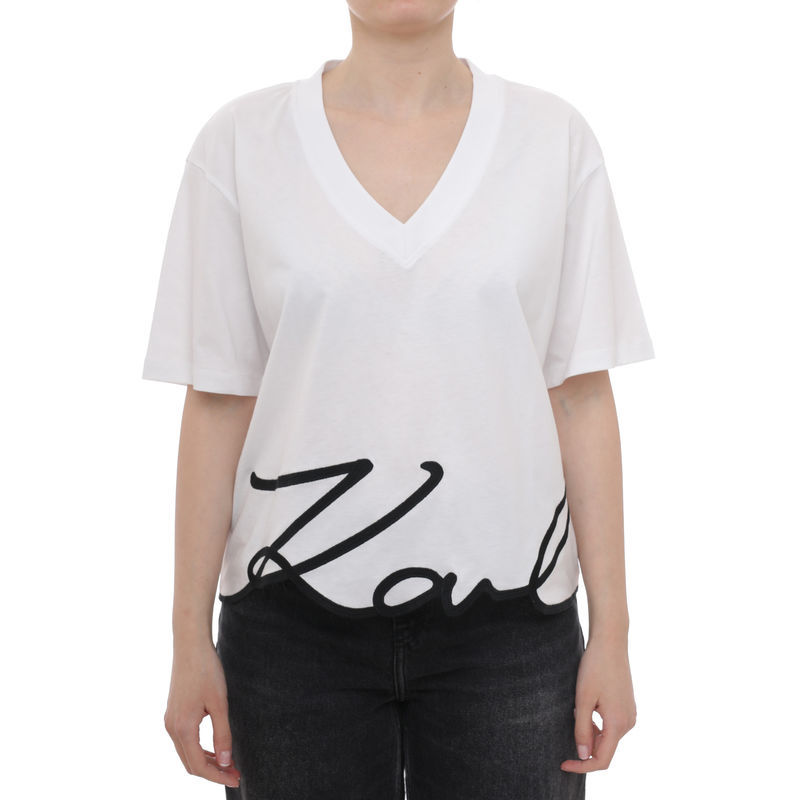 Ženska majica Karl Lagerfeld karl signature hem v-nk tshirt