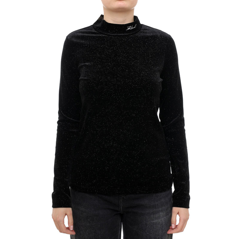 Ženska rolka Karl Lagerfeld sparkle velvet longsleev