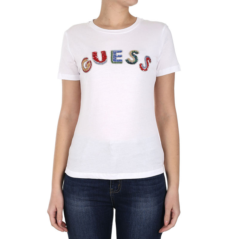 Ženska majica Guess CROPPED RAINBOW TEE