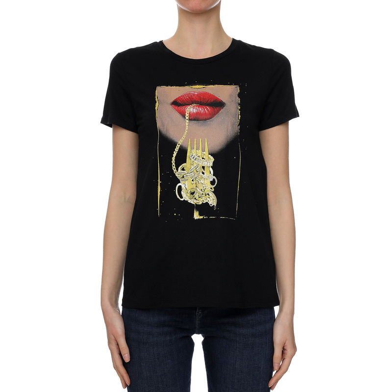 Ženska majica Guess JEANS SS FORK LIPS EASY TEE