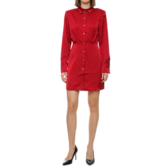 Ženska haljina Karl Lagerfeld Karl Charm Satin Shirt Dress