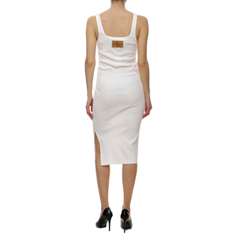 Ženska haljina Calvin Klein Leather Patch Rib Long Dress