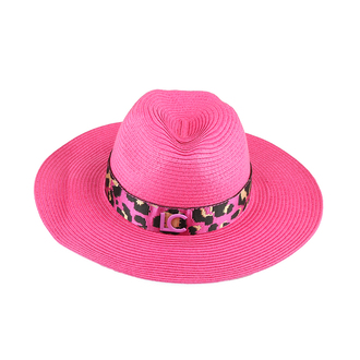 Ženski šešir Lola Fuchsia Hat With Leopard Print Band