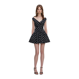 Ženska haljina Self Portrait Black Polka Dot Cotton Mini Dress