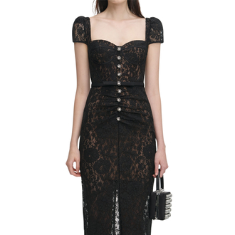 Ženska haljina Self Portrait Black Sweetheart Lace Midi Dress