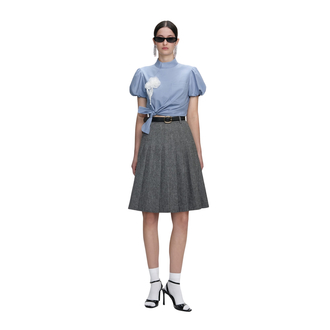 Ženska košulja Self Portrait Blue Cotton Tie Side Top