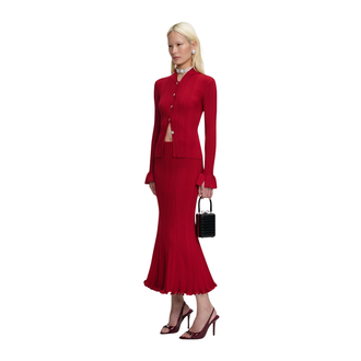Ženska suknja Self Portrait Red Viscose Knit Midi Skirt