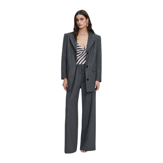 Ženski sako Self Portrait Grey Rhinestone Pinstripe Blazer