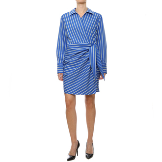 Ženska haljina Tommy Hilfiger Co Stripe Short Wrap Shirt Dress