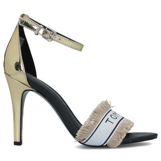 tommy hilfiger mirror metallic heeled sandal