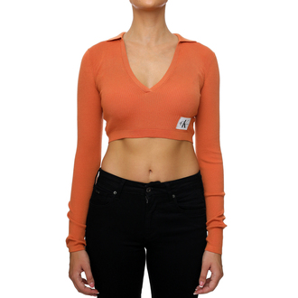Ženski džemper Calvin Klein Label Tight Crop V-Neck Sweater