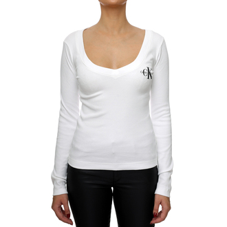 Ženska majica Calvin Klein Rib V-Neck Monologo Long Sleeve