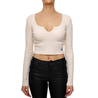 Ženska majica Calvin Klein Split Collar Rib Long Sleeve