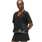 Ženska majica Karl Lagerfeld signature hem v-neck t-shirt