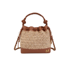 Ženska torba Lola Contrast raffia and faux leather pouch bag