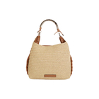 Ženska torba Lola Raffia-effect contrast tote bag with cutwork logo strap