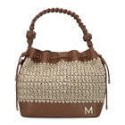 Ženska torba Lola Contrast raffia and faux leather pouch bag