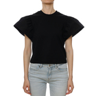 Ženska majica Karl Lagerfeld ruffled slv fabric mix t-shirt